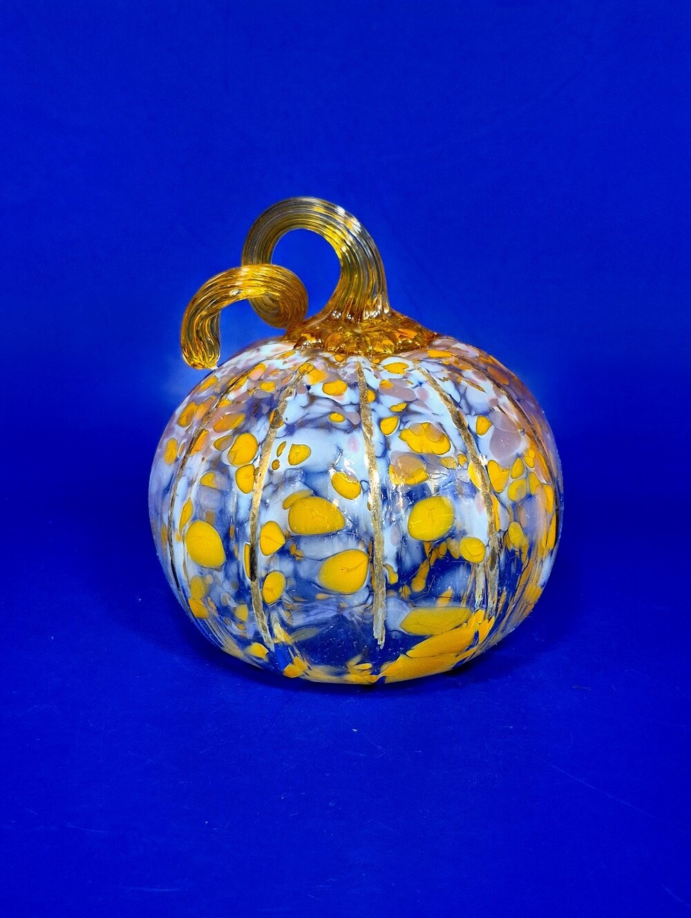 Luke Adams Hand Blown Glass Pumpkin - One of a Kind "Coastal Squat